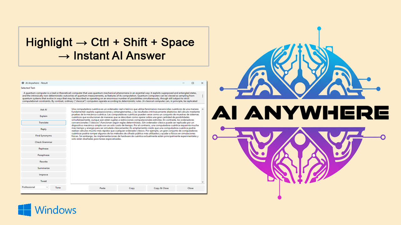 AI Anywhere Context Assistant Local + Cloud AI on Your Desktop